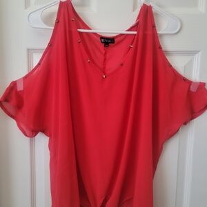 Xhilaration Vibrant Red Studded Blouse